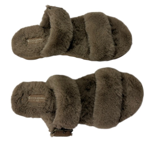 Koolaburra UGG Faux Fur Slide Sandals 1110213 Taupe Womens Sz10 Like NWOT - Picture 5 of 10